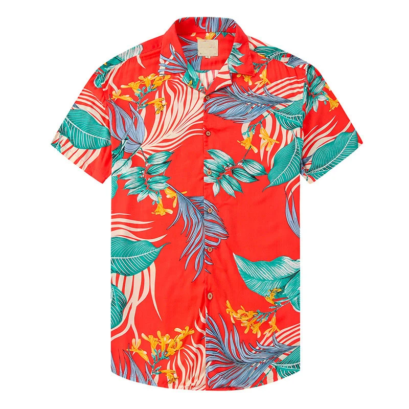 Wholesale Custom Aloha Summer Resort Beach Floral Hawaiian Shirts for Men