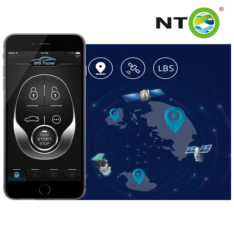 Nto 12V Car Starter Remote Control Free APP Vehicle GPS Tracker Alarm System LCD Screen GSM GPS