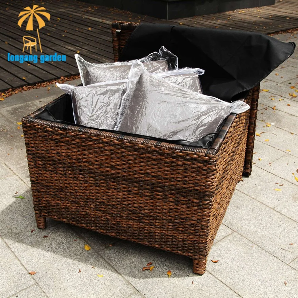 Garden Rattan Wicker Deck Box Cushion Outdoor Storage Waterproof Box for Home and Living Room Outdoor Furniture