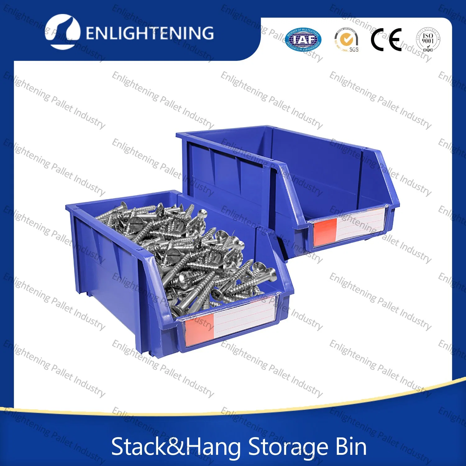 China Wholesale 350X280X184mm Industrial Warehose Spare Parts Hardware Screws Tool Stackable PP Plastic Bolts Storage Trays with Plastic Rods and Dividers