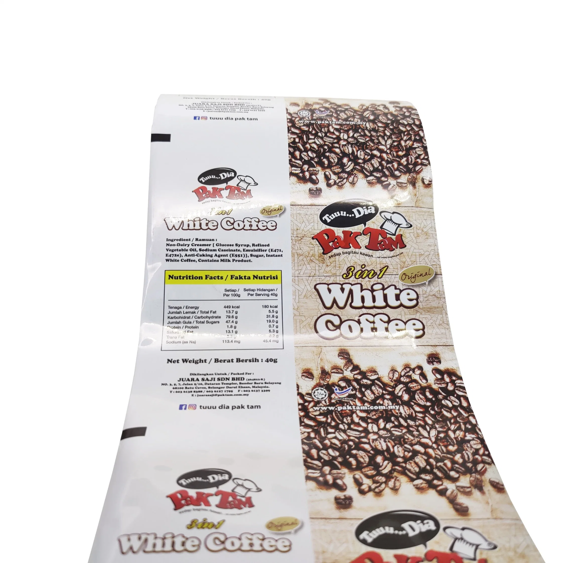 Wholesale/Supplier Custom Printed Laminating Plastic Sachet Bag Coffee Food Packaging Roll Film