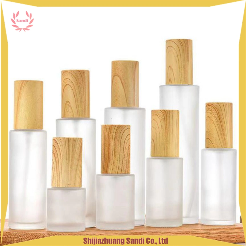 30ml 50ml 100ml Room Skin Clean Toner Clear Frosted Glass Spray Bottle with Bamboo Lotion Pump Lid