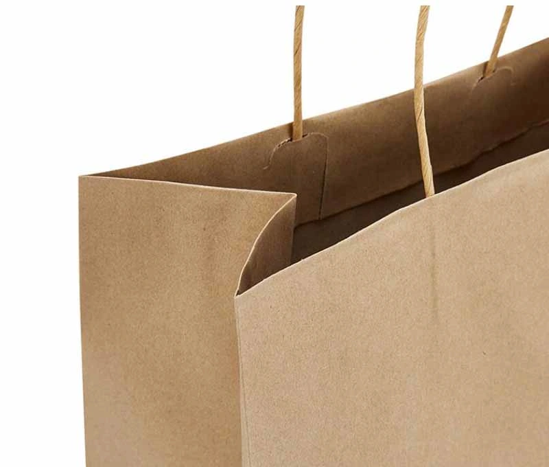 Big Side Gusset Big Bottom Recyclable Brown Kraft Paper Bag with Custom Shopping Paper Bag for Food with Twist Flat Handle