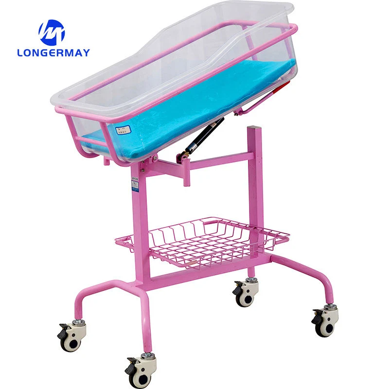 Ruedas Single Function Metal Baby Medical Bed plástico Newborn Pediatric Manual de camas Cuna del Hospital de niños de bebés