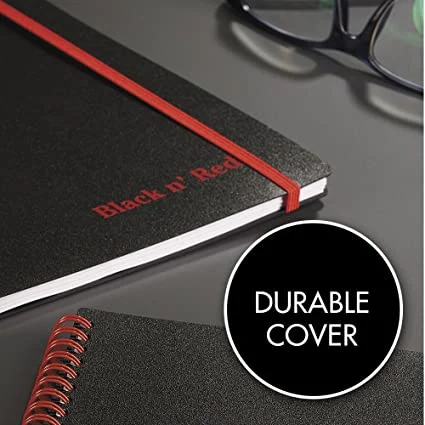 Black N' Red Spiral Binding Durable Poly Cover Premium Optik Paper Scribzee APP Compatible Environmentally Friendly 8-1/4" X 5-3/8" 70 Doubl Notebook