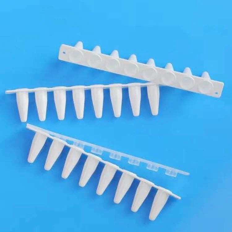 Suministros de laboratorio químico con tapones planos sencillo de plástico de 0,2 Tubo PCR