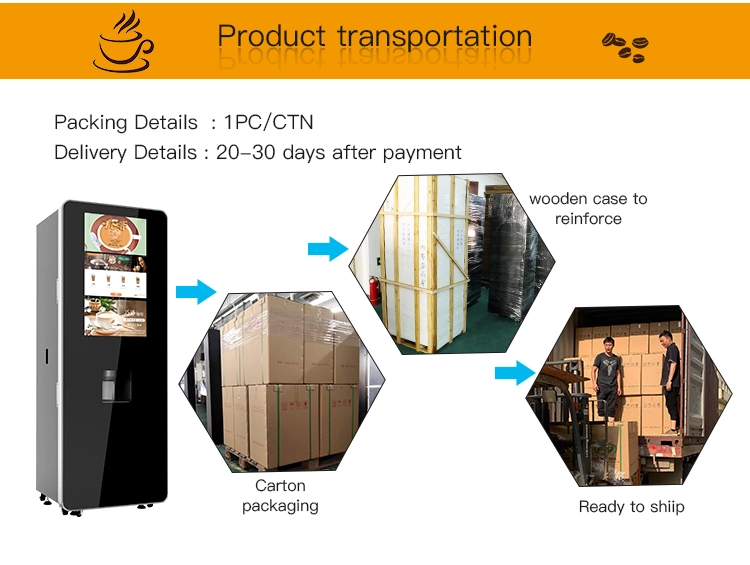 Best Price Automatic Tea Coffee Vending Machine with 32inches Touch Screen and Auto Cleaning Function