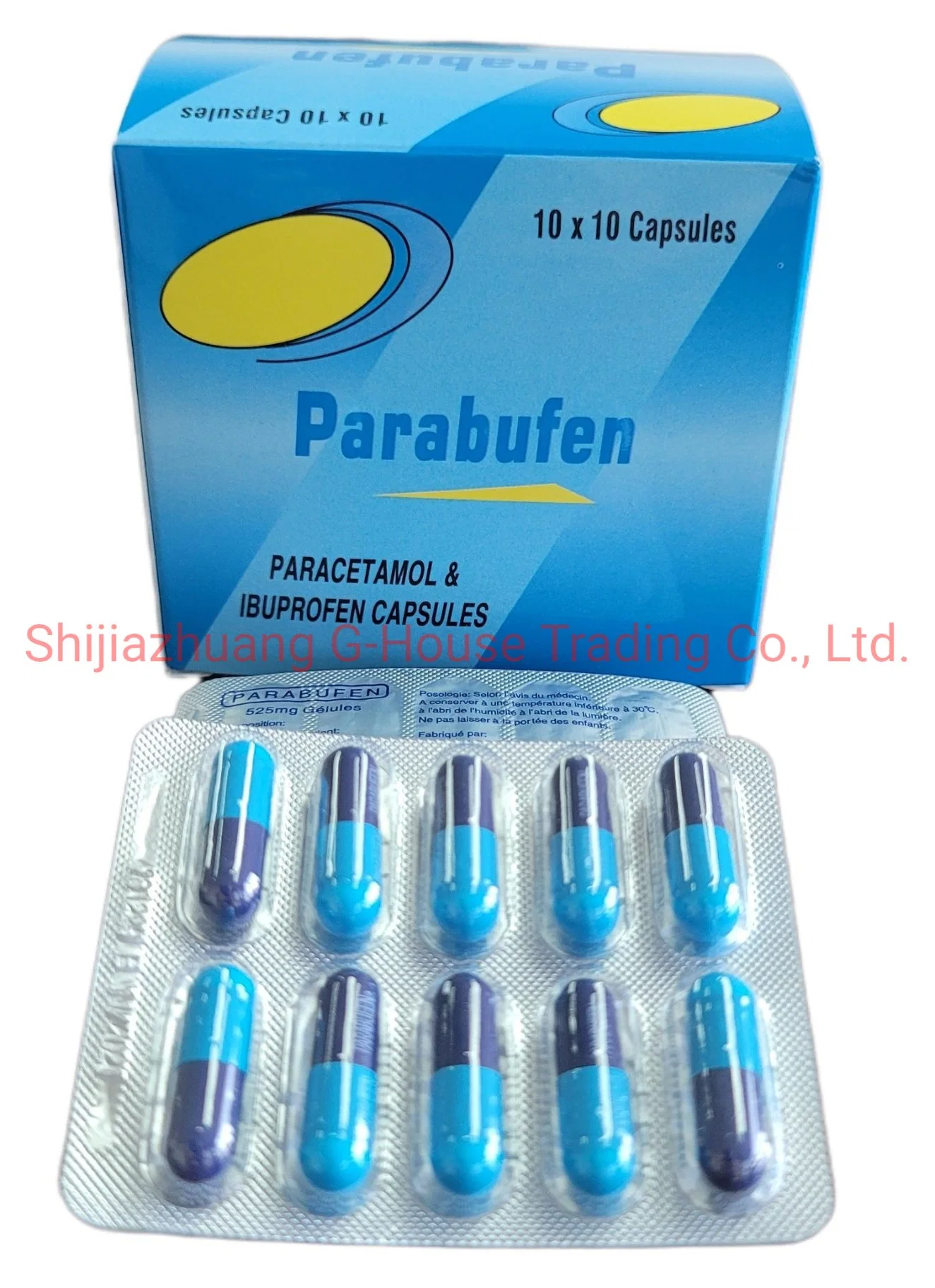 Paracetamol e ibuprofeno Cápsulas de 325mg/200mg medicina farmacéutica
