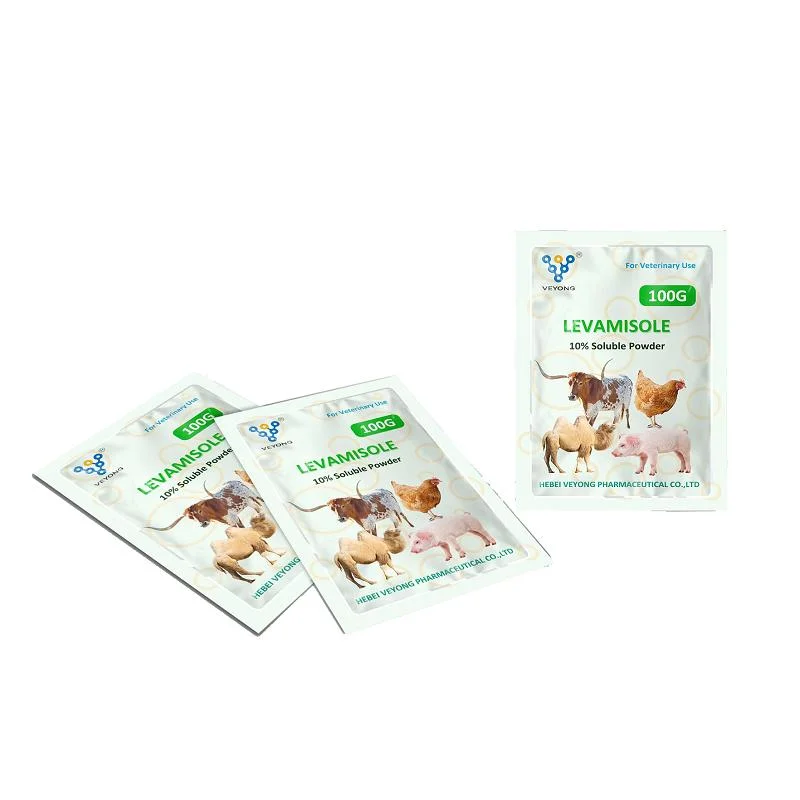 Alta eficiencia Veterinaria medicamentos 10% Levamisol HCl polvo soluble para Uso de Pig Medicina de oveja Medicina de vaca