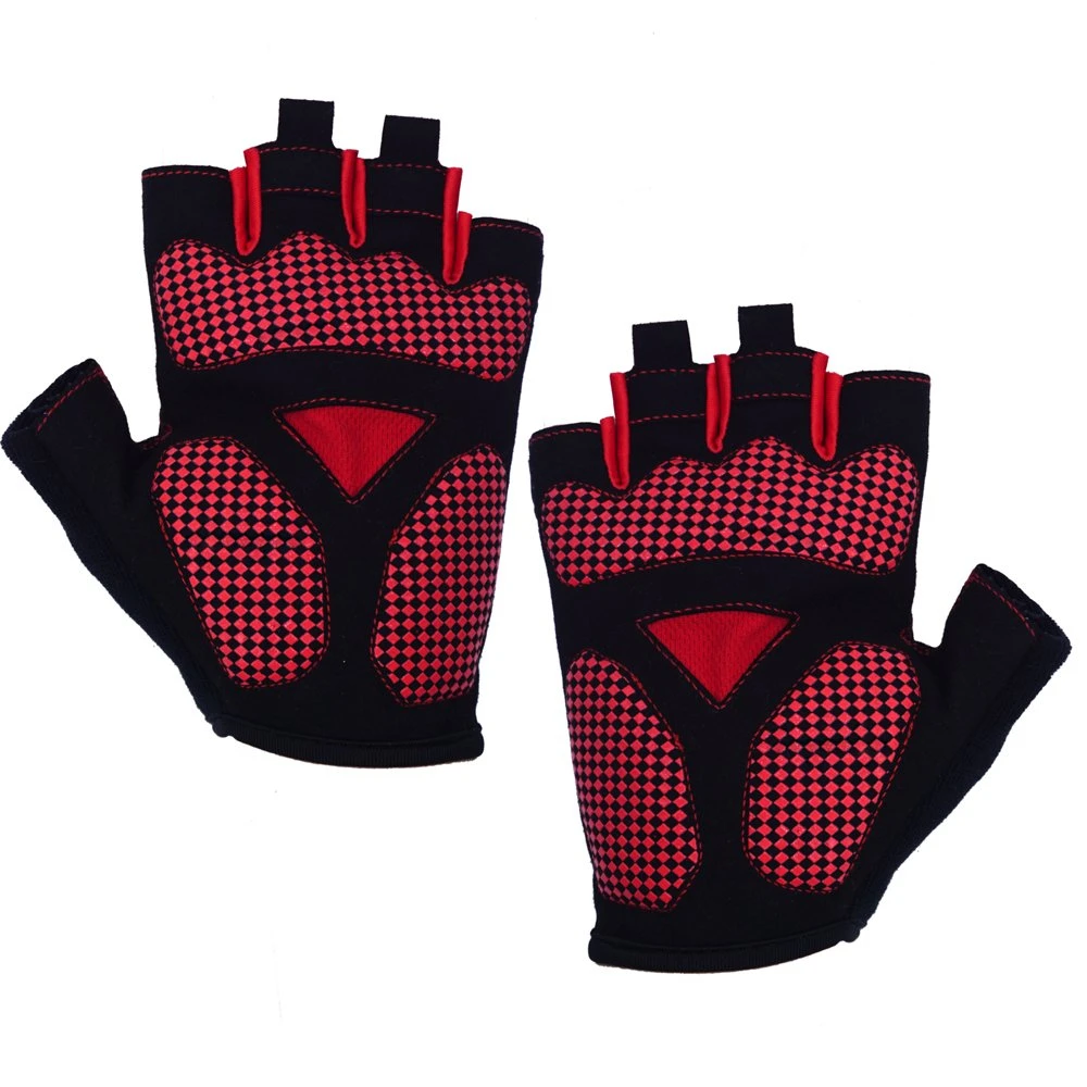 Guantes de Fitness Deportes Ciclismo Ciclismo antideslizamiento Guantes Guantes de ejercicios de gimnasio de los dedos de la mitad relleno SBR