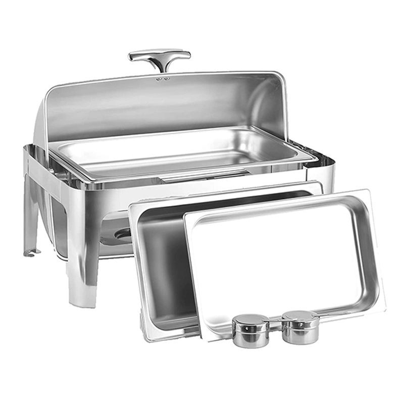 Movable Base Stainless Steel Chafing Dish Set Buffet Food Warmer with Window