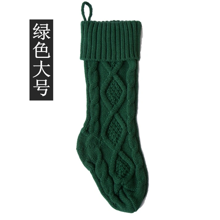 Large 46cm Knitted Yarn Home Wall Decoration Candy Bag Stocking Diamond Gift Bag Hanging Christmas Stocking