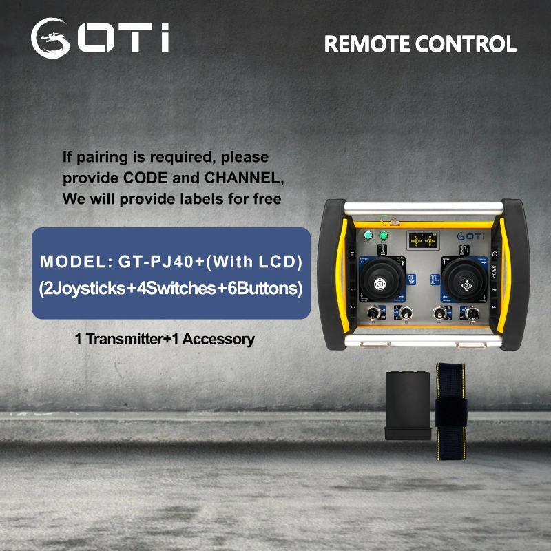 5 Steps 2 Joysticks Crane Wireless Radeo Remote Control Gt-Pj40 Gt-Pj40+ 12V 18-440V AC DC 2 Transmitters 1 Receiver