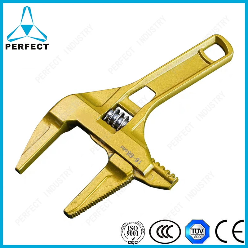 Lightweight Short Handle Large Opening Adjustable Wrench for Bathroom Pipe