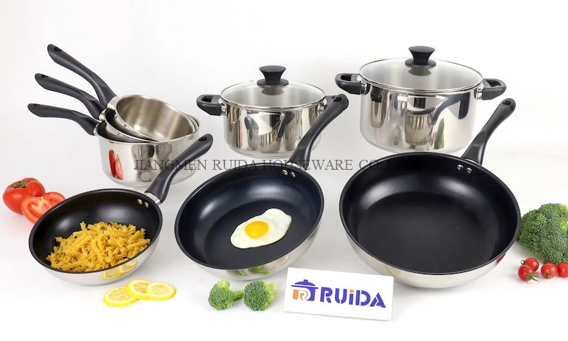 10 Piece Stainless Steel Cookware Frying Pans Saucepan, Kitchen Utensils, Kerosene Stoves, Cookware Set, Kitchenware