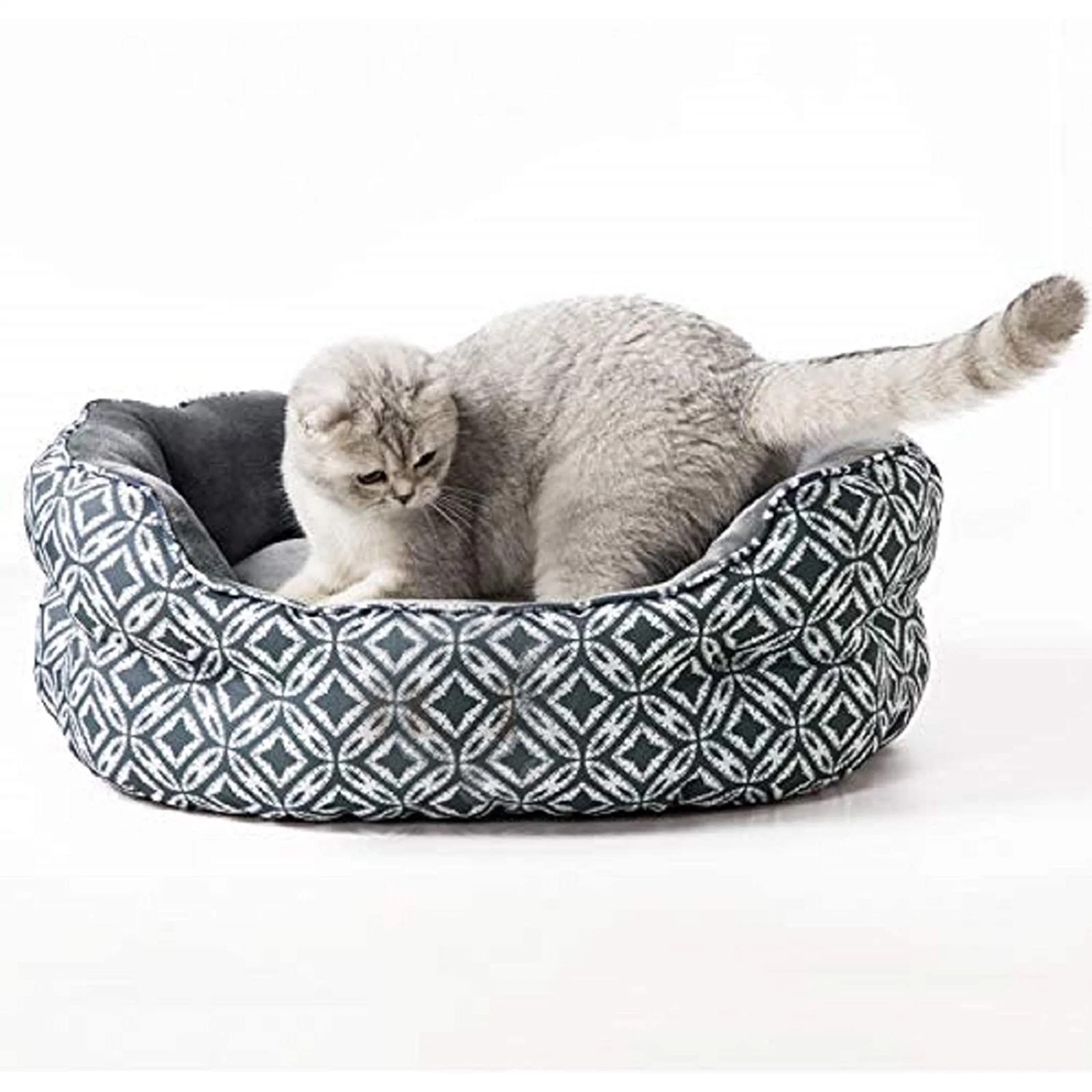 Round Waterproof Washable Pet Bed with Nonskid Bottom for Indoor