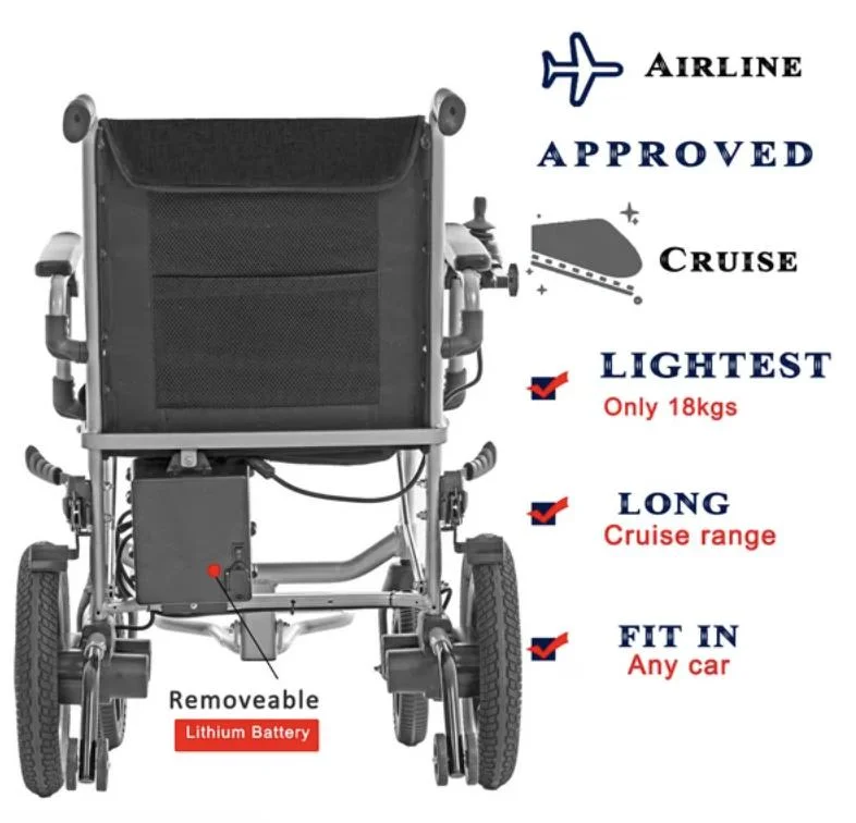 2023 Hot Selling Medical Brushless Motor Ultra Lightweight Electric Wheelchair Folding Power Wheelchair Mobility Scooter