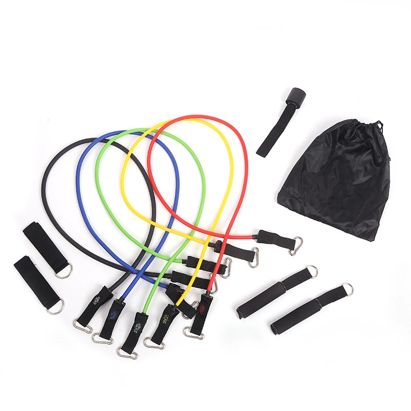 Amazon Hot Sell 11-Piece TPE Resistance Bands Set for Home Outdoor Workouts