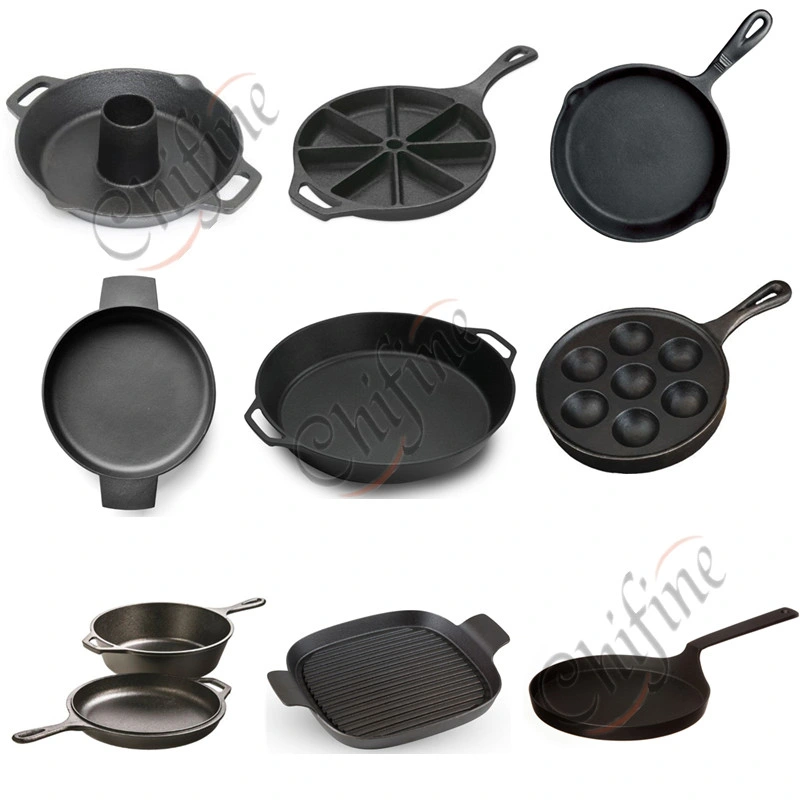 Customized BBQ Grill Cookware Frying Pan Sand Cast Iron Pan