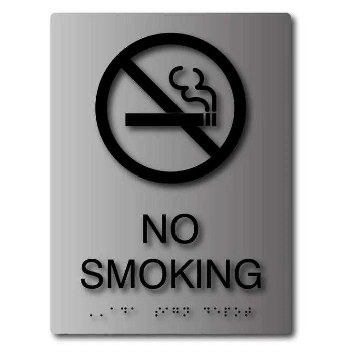 Metal No Smoking Symbol Ada Sign Warning Signs Wall Mounted Signage with Braille