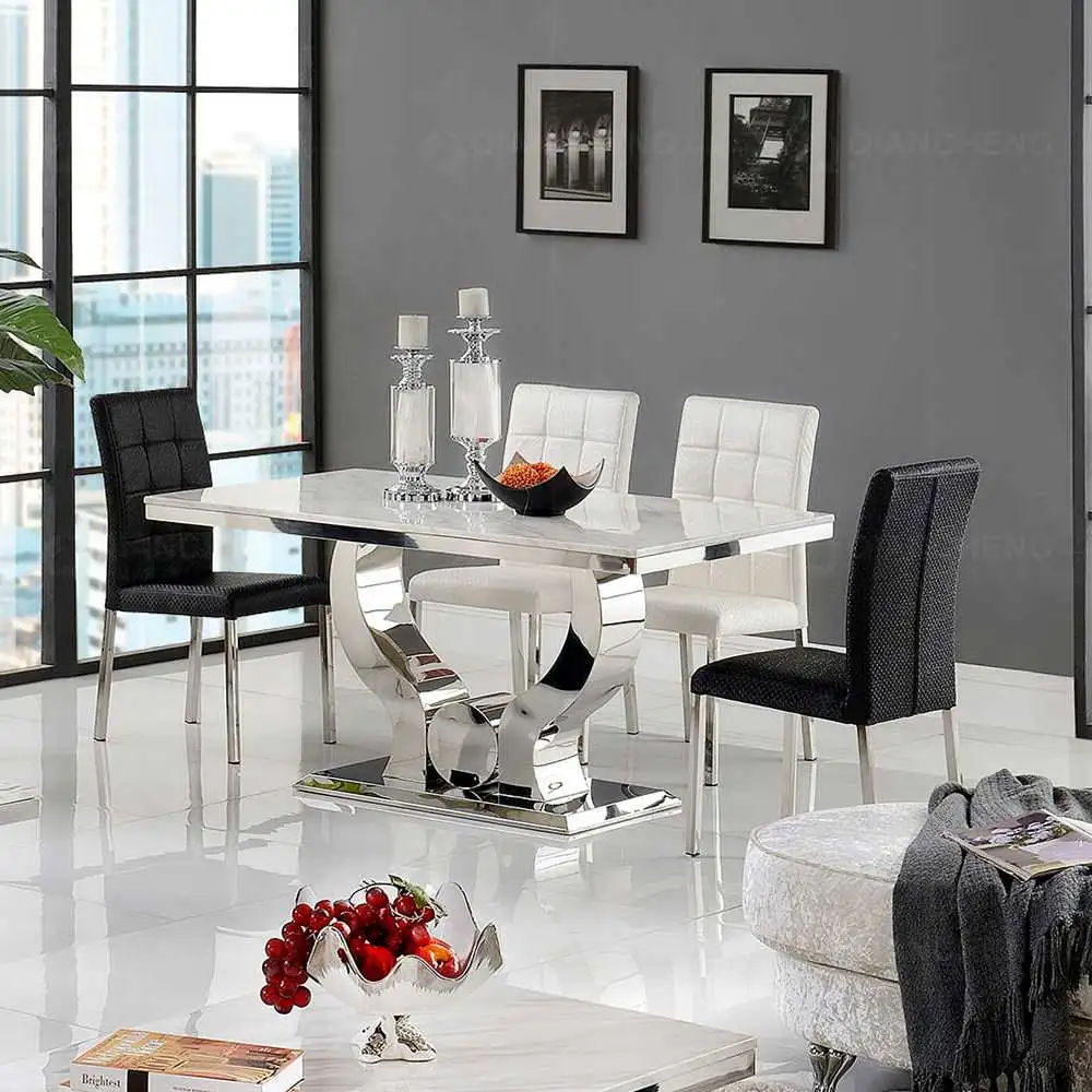 Foshan Home Furniture Stainless Steel Marble Dining Table