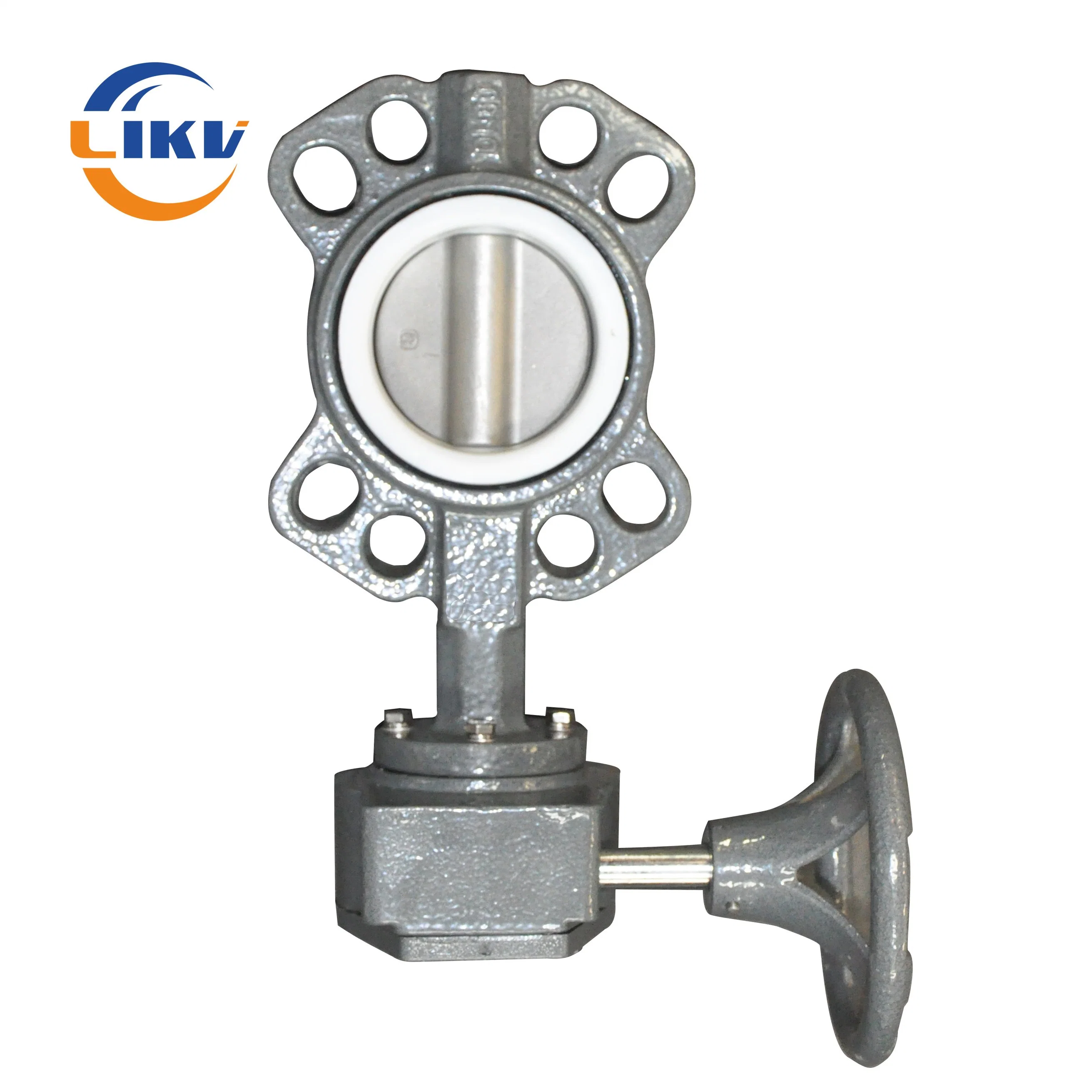 SS316 Disc Rubber Seat Wcb Body PTFE Seat Wafer Butterfly Valve with Gearbox Operated