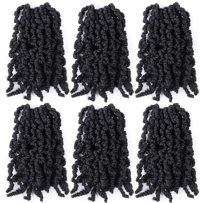 Short Spring Twist Crochet Hair Pretwisted 8" 15roots/Pack Natural Black