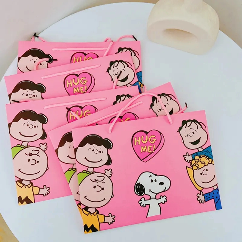 Customised Hot Pink Paper Bag Recycled Personalized Cute Cartoon Sanrio Clothing Shoes Garment Paper Packing Bag