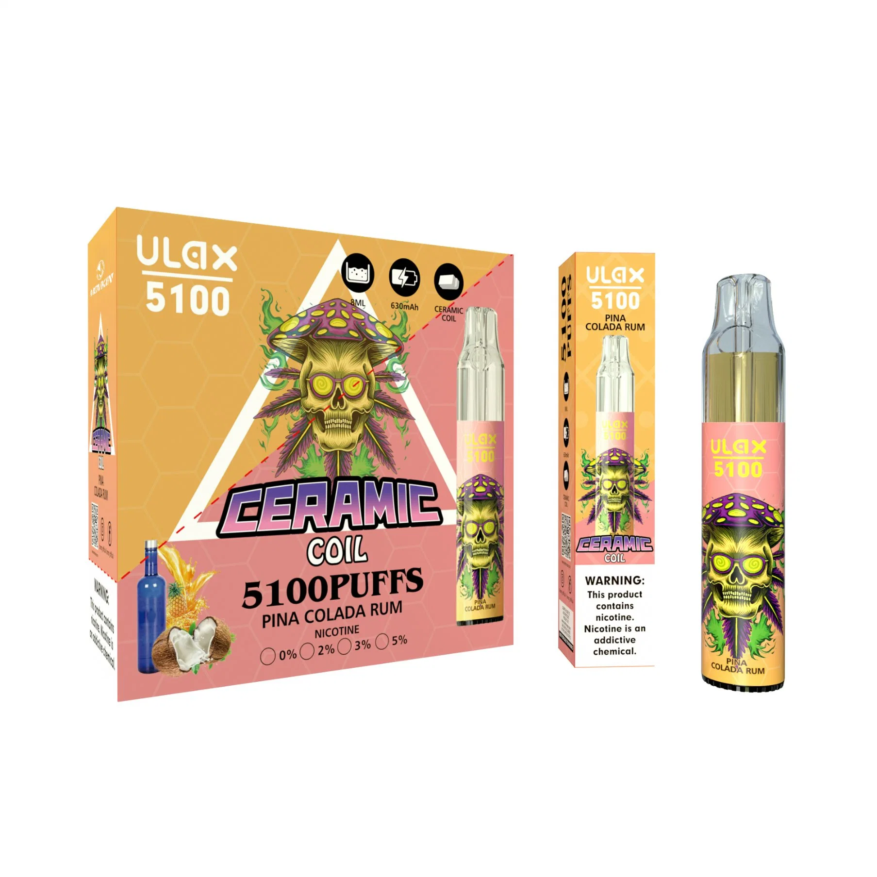 10ml Huile de la bobine en céramique Vape Randm jetables de lumière RVB Movkin Ulax 5100