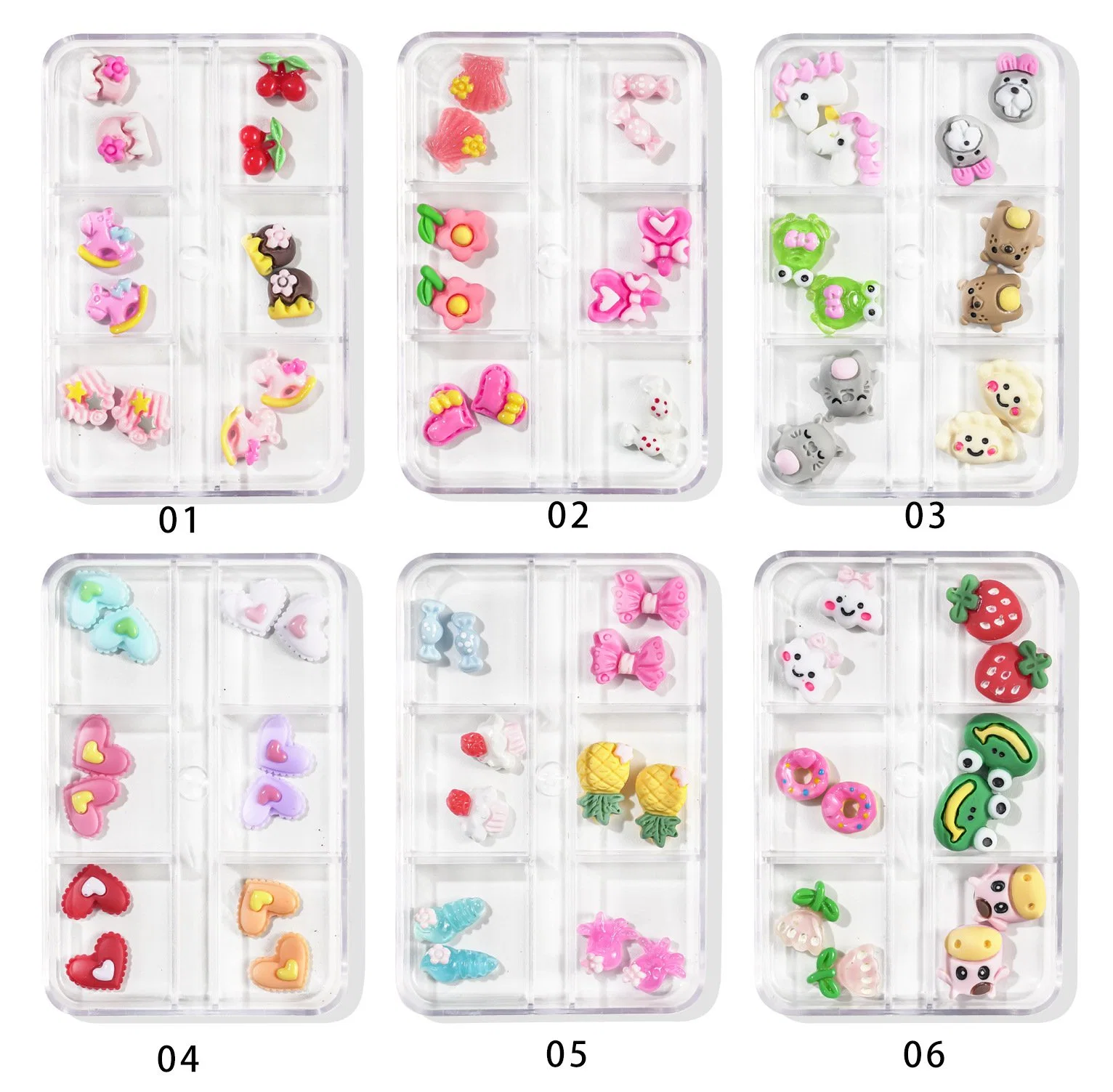 Resin Ornaments Accessories Cartoon Nail Paste Creative New DIY Ornaments 6 Nail Paste Decorations