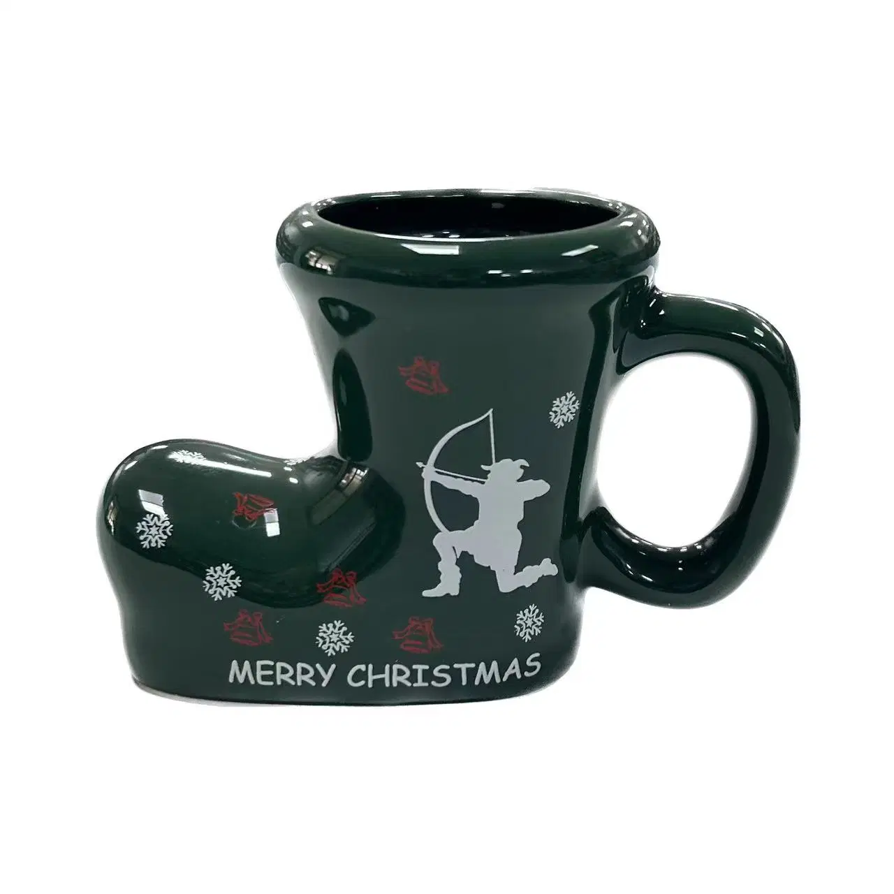 Christmas Boot Shaped Ceramic Mug with Multicolor Design