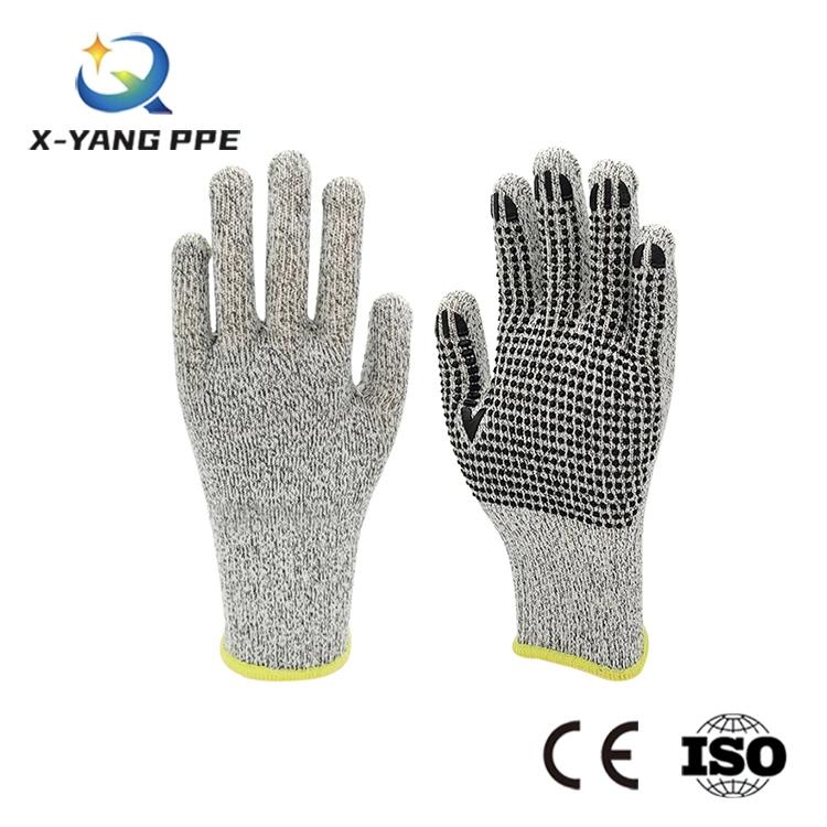 Factoryshop 7 / 10 Gauge Cotton Liner Single / Double Side PVC Dotted / Dots Non Slip Coated Work Safety Construction Working Knitted Gloves