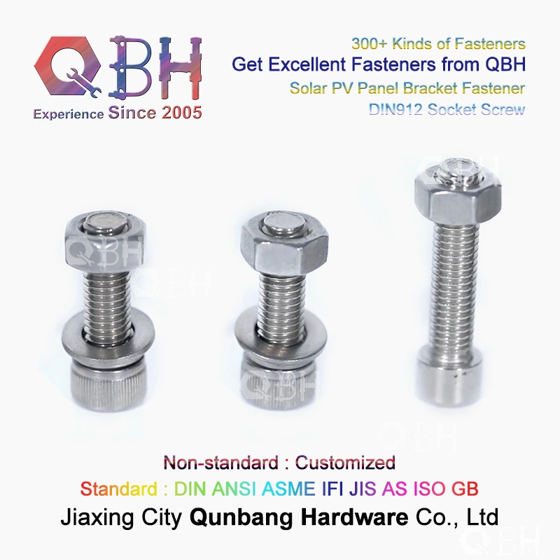 Qbh Customized Stainless Steel Solar PV Panel Mounting Bracket Use Assembly Set Spring Bolt Nut Washer