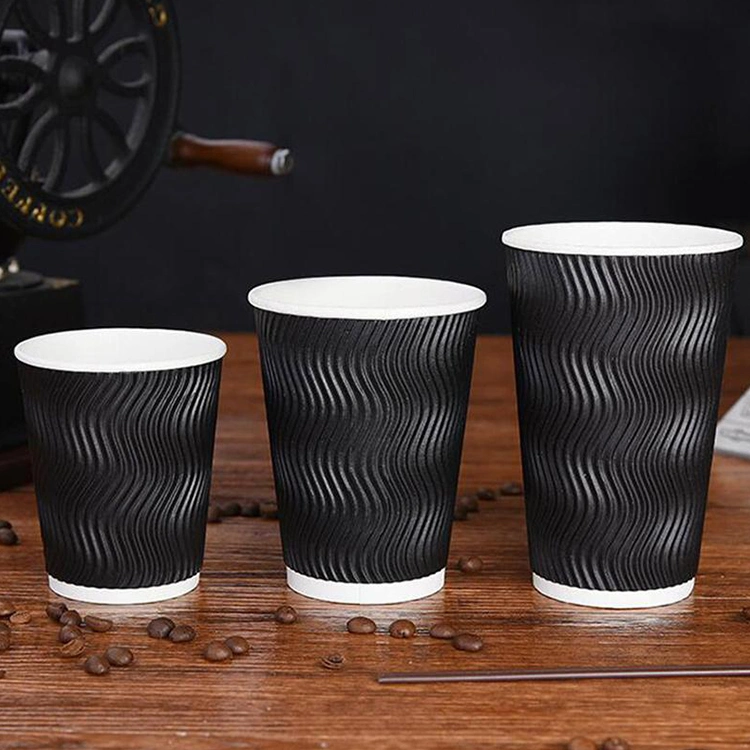 Disposable Biodegradable Coffee Cups Ripple Paper Coffee Cups Disposable Tea Cups