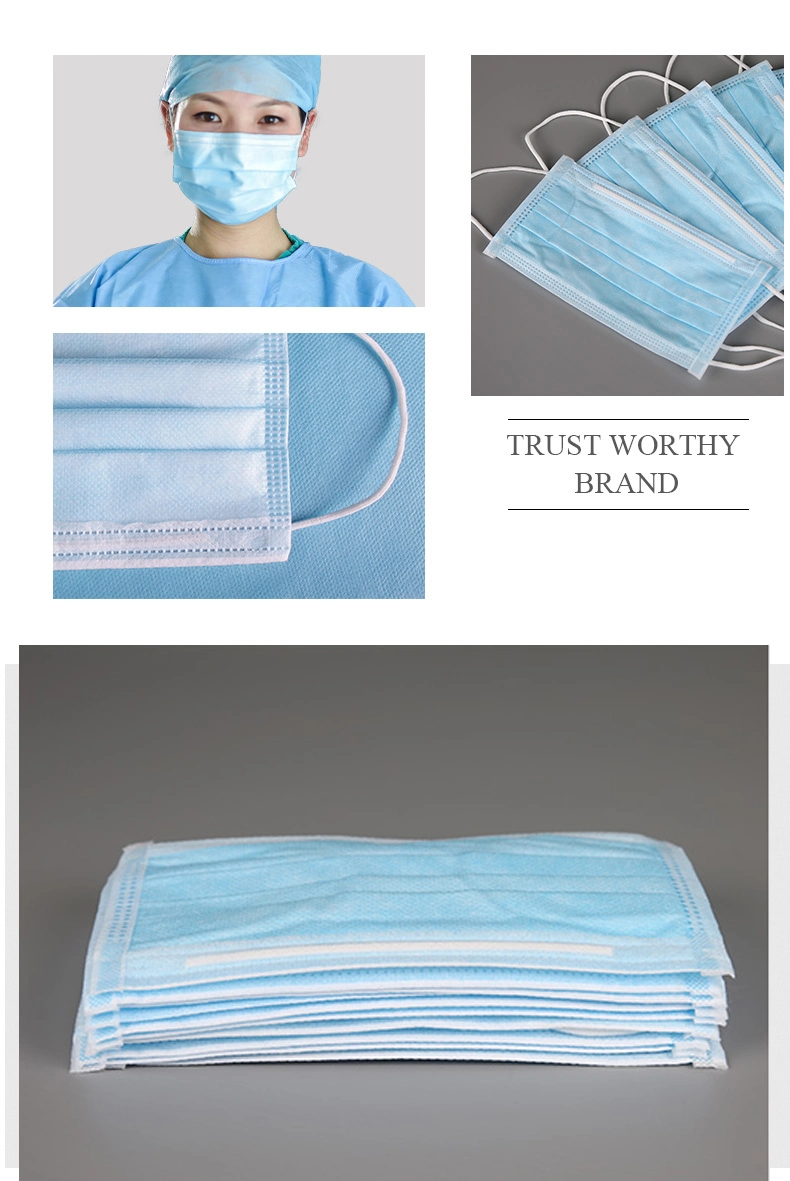 ISO13485 3layers Virgin Material Soft Non Woven Disposable Medical Mask