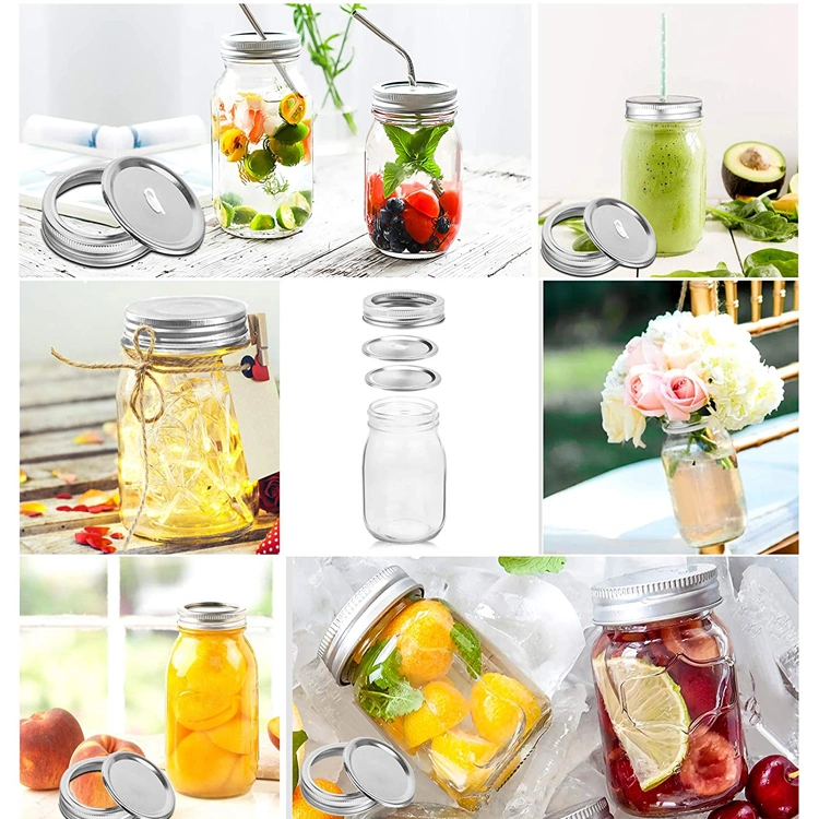 Stocked Empty Clear Beverage Drinking Glass Mason Jar with Lids and Straw Wholesale