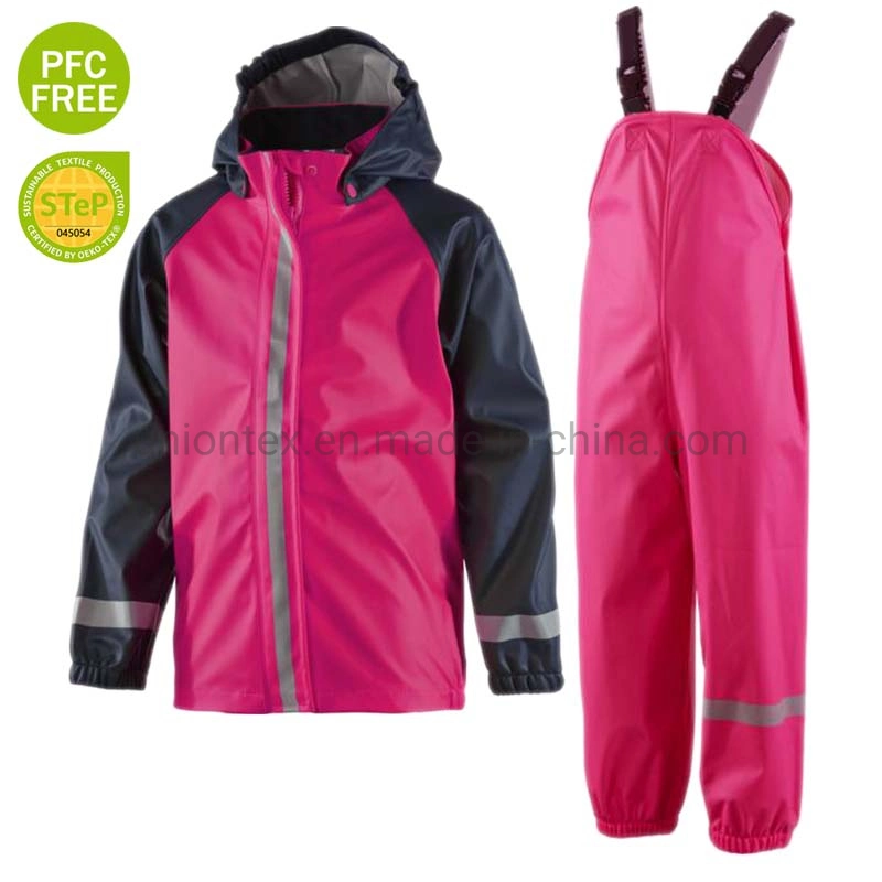 New Arrival Kid PU Rainsuit Waterproof Jacket with Good Quality Eco-Friendly PU Fabric