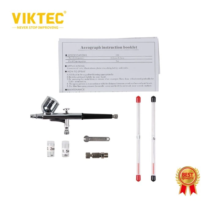 Viktec 7PC 7cc Spray Gun Kit Trigger Spray Gun Dual-Action Airbrush for Art, Craft, Model Paint, Cake Decorating, Tattoos