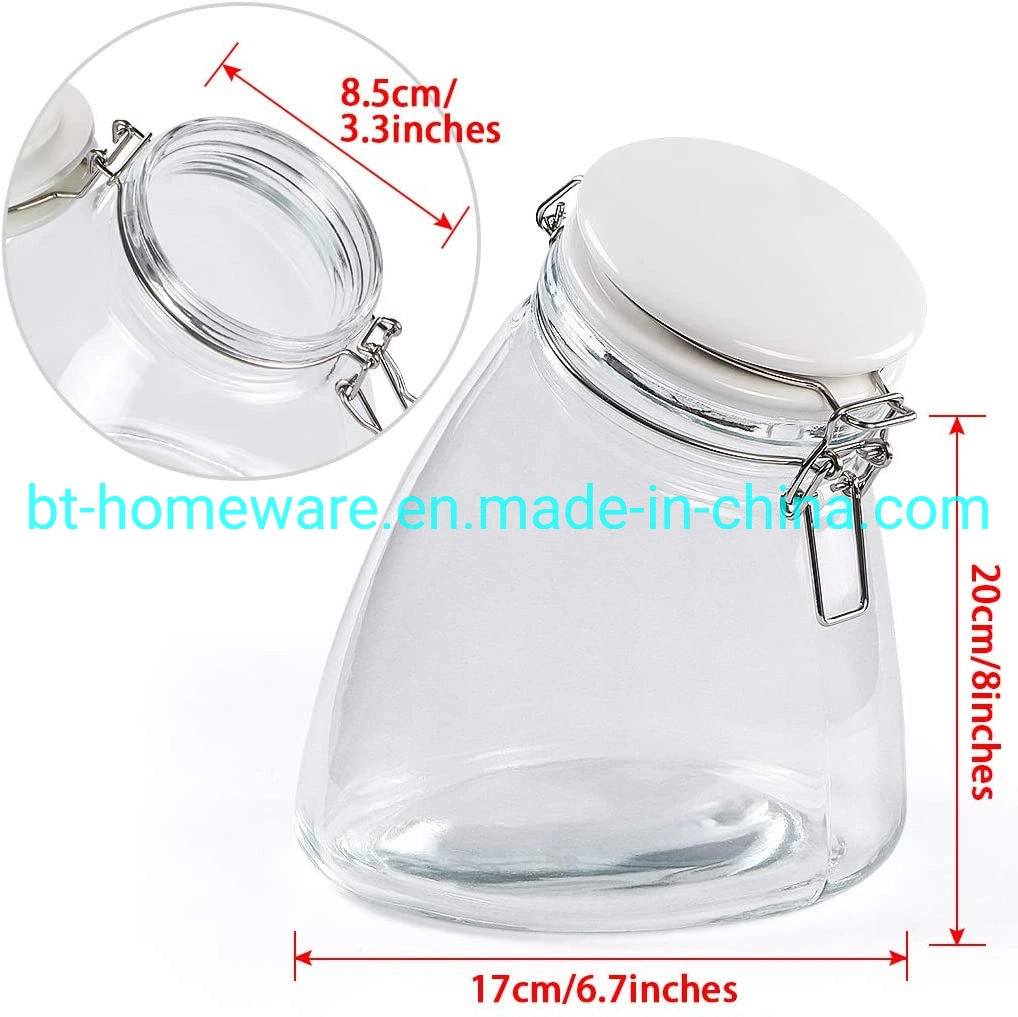 Wholesale/Supplier 60oz 1800ml Stoop Storage Container Glass Mason Jar for Food Candy Cookies Canning Fermenting Coffee with Airtight Seal Clamp Lid