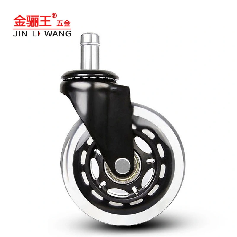 Heavy Duty Swivel Threaded Stem Casters 2.5 Inch 3 Inch Wheels Castor Black Tranparent PU Caster Wheel for furniture Office Chair