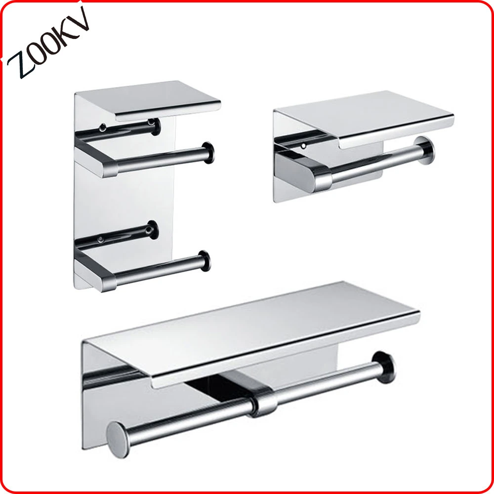 304 Stainless Steel Wall Mounted Washroom Restroom Bath Toilet Hotel Bathroom Kitchen Paper Towel Box Rack Cover Shelf Dispenser Two Tissue Roll Holder