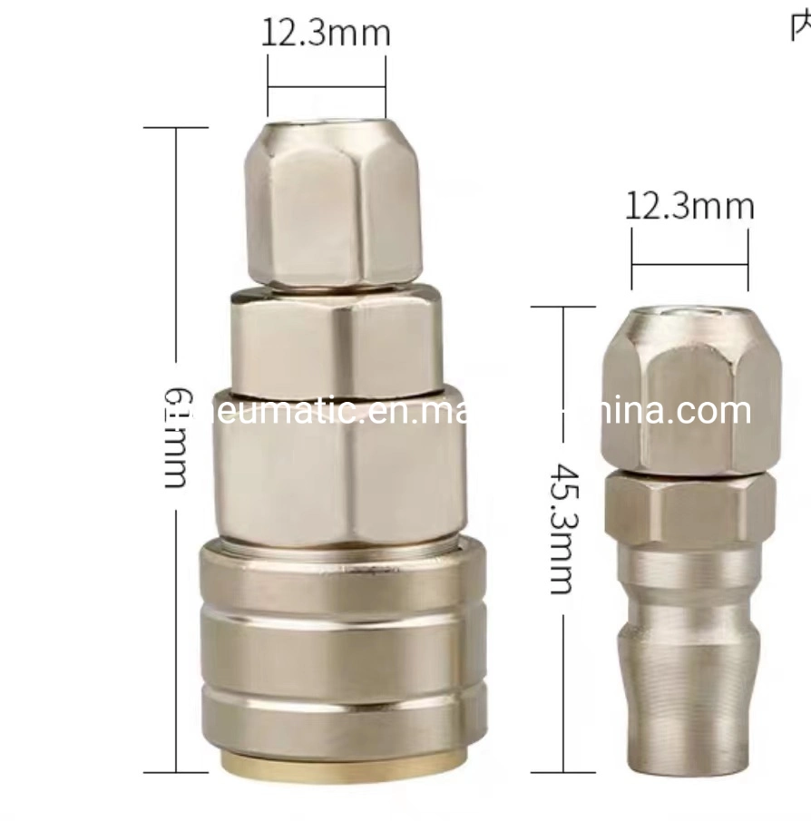 Self-Locking Quick Connector Hose Push in Steel Fitting Metal Coupler (40SP+40PP)