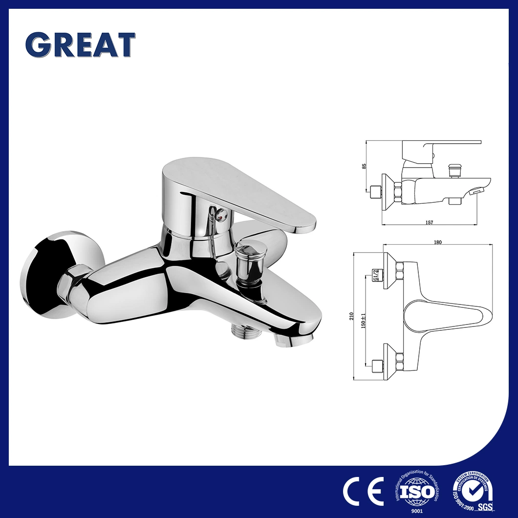 Grande salle de bains avec robinet de vidange griffe en usine à remous Faucet GL9303A93 Chrome robinet du bain à levier unique de la Chine et de la Corrosion Rust-Resistant baignoire robinet avec répartiteur