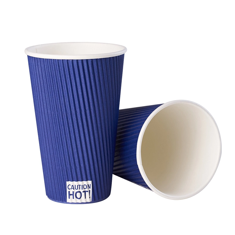 Wholesale/Supplier PE Coated 8oz 16oz Disposable Ripple Wall Paper Cup Custom Hot Drinking Cup
