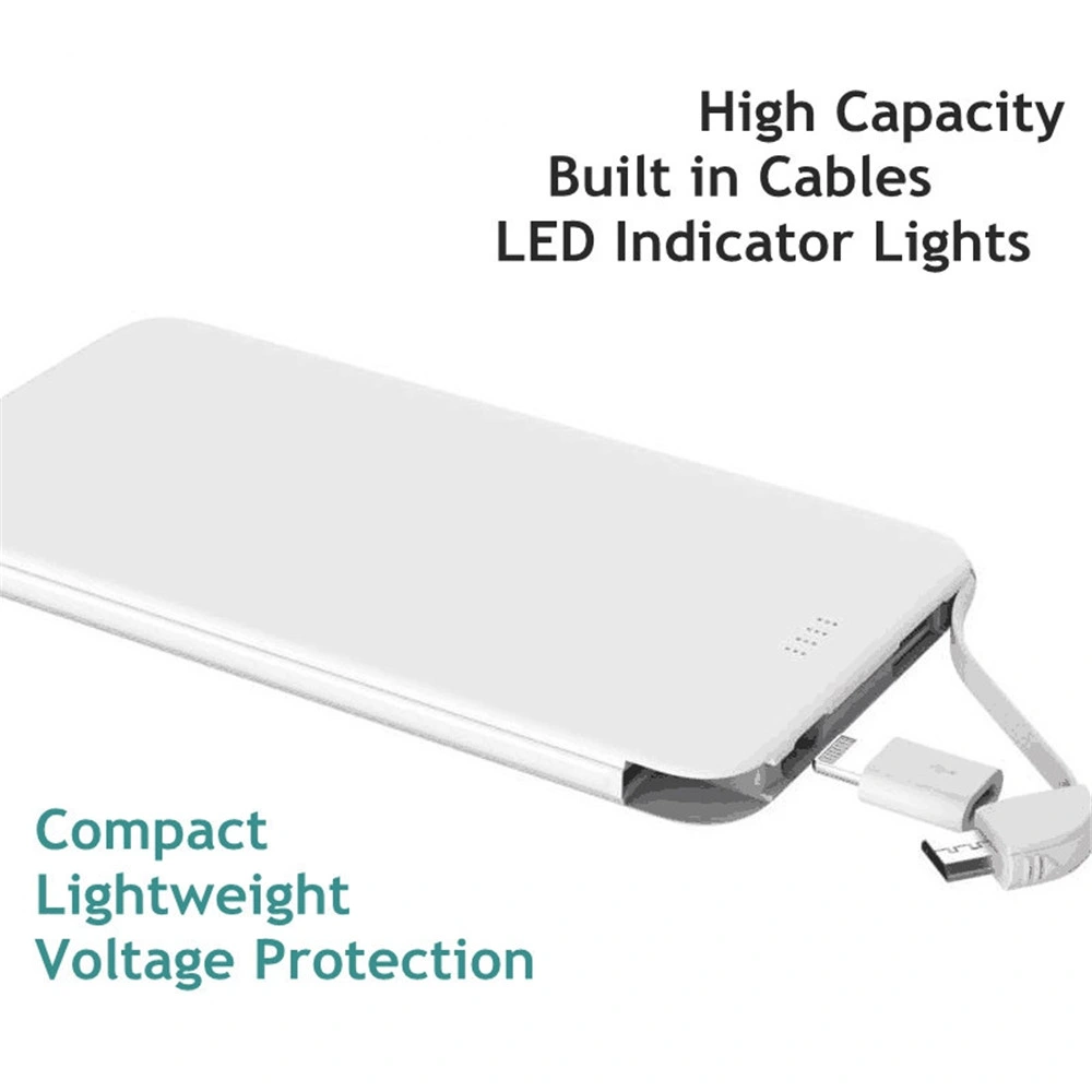 Rt0502 8000mAh Fast Charge Power Bank Built-in Micro USB Cable