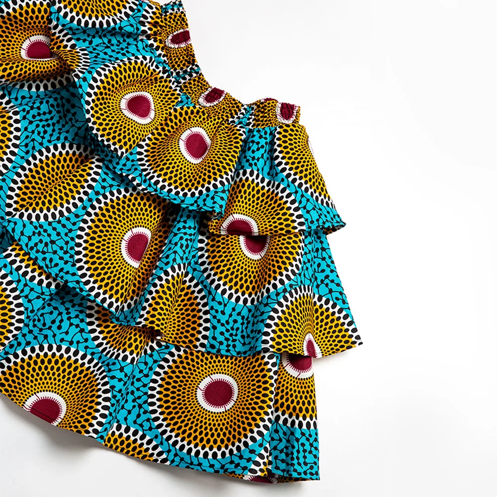 African Ankara Clothing High Waist Layered Mini Skirt for African Women