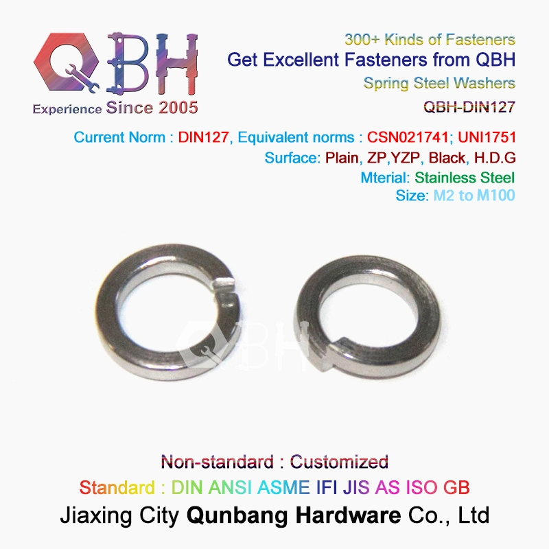 Qbh DIN127A DIN127b M2-M100 Carbon Stainless Steel Alloy Brass Copper Zp/Yzp/HDG/Black/Heat Treatment/Plain/Color Zinc/Dacromet/Geomet Spring Lockwasher