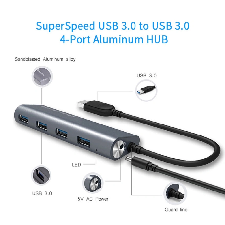 4-Port USB 3.0 Aluminum Hub