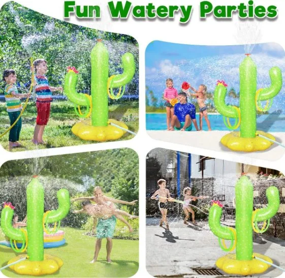 Jeu gonflable de bague de cactus Toss jeu de piscine Jeux de jouets Arroseur d'eau pour enfants