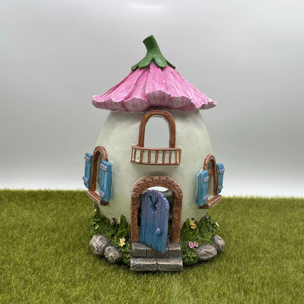 Kits de miniatures de conte de jardin en résine d'alimentation de l'oeuf Décoration de maison avec la lumière solaire